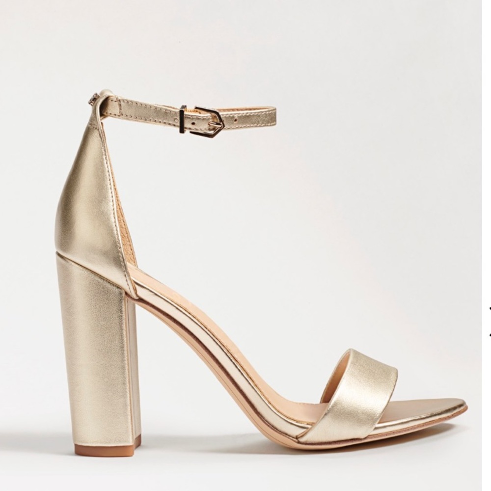 Sam Edelman Yaro Block Heel Sandal in Light Gold Size 9.5